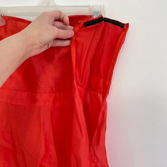 COOPERATIVE URBAN OUTFITTERS Bright Coral Orange Strapless Mini Sheath ? Dress - Picture 6 of 12